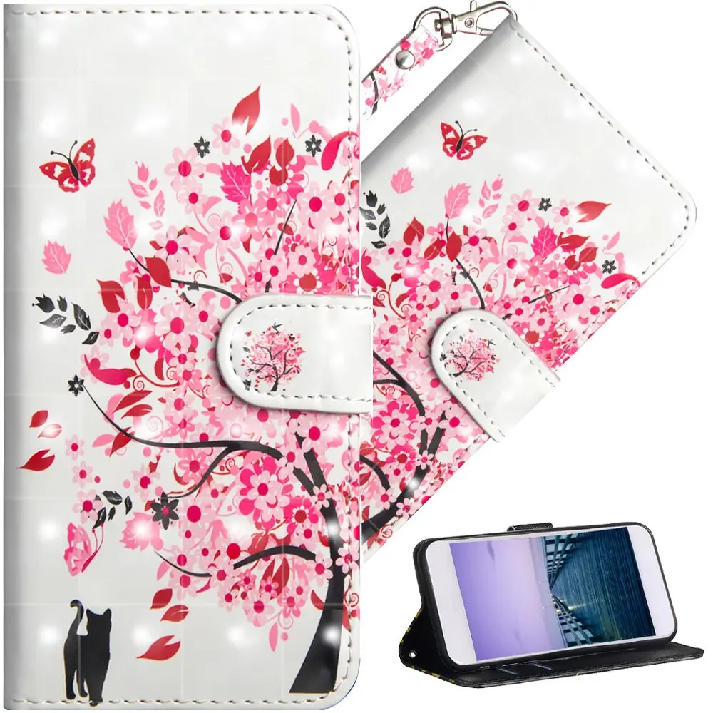 Red Tree 3D Wallet Case For Xiaomi Redmi Note 8 7 6 5 Pro Redmi 8 7A 7 6 K20 Cover PU Leather Case For Xiaomi Mi 9T 8 SE A2 A3 lite CC9 - Цвет: Red Tree