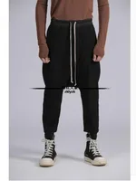 28-46 2021 New Men's Clothing Hemp Cotton Casual Trousers Black Tide Harem Pants Hairstylist Personality Elastic Waist Pants