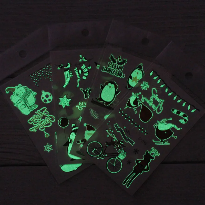 24 Styles 3pcs Luminous Kids Temporary Tattoo Sticker Fake Christmas Flash Waterproof Small Body Art For Child Party DIY Decor | Дом и сад