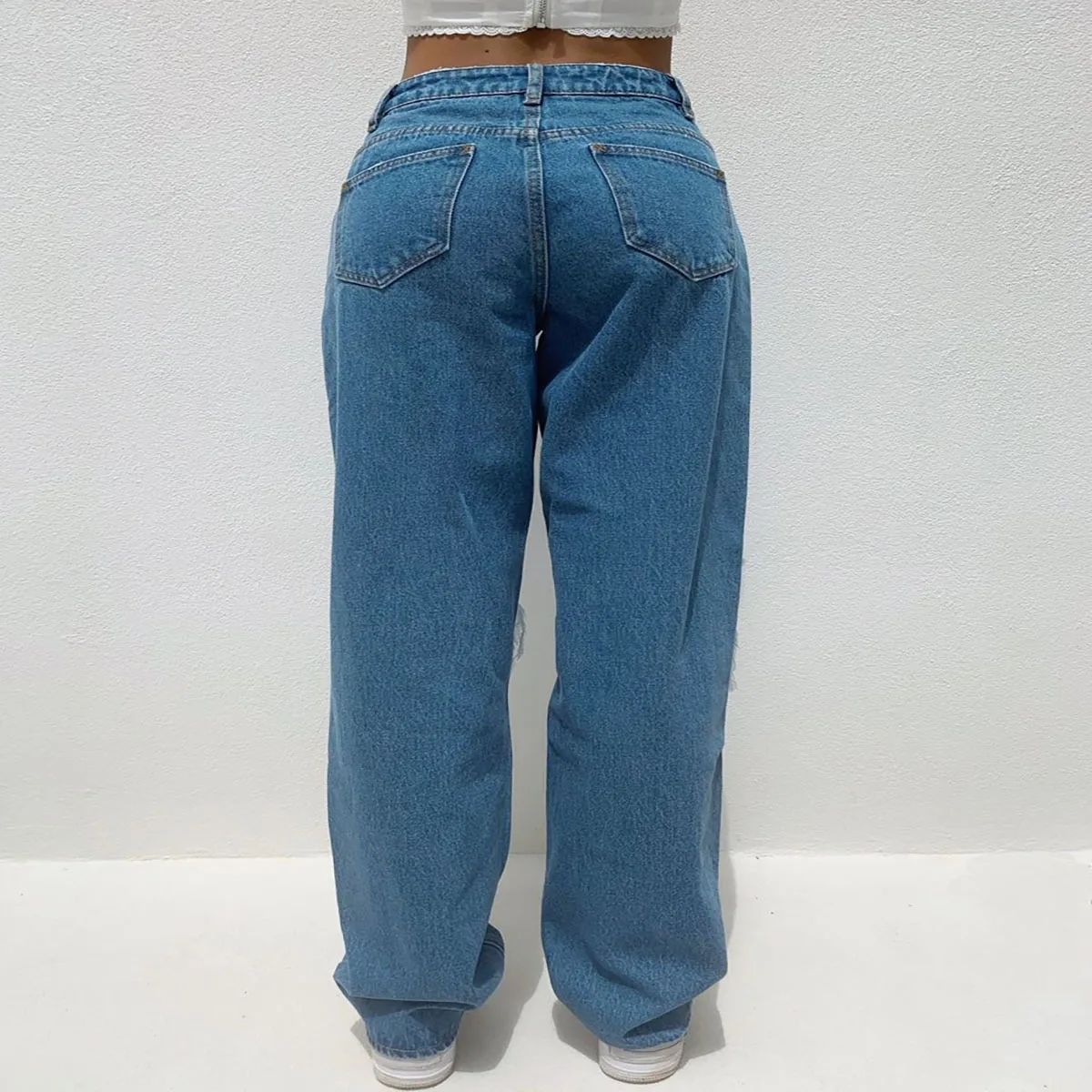

Pants for Women New Style High Waist Loose Baggy Ripped Wide Leg Pant Women's Jeans Pants Women 2021 Oversize Pants Flared Jeans