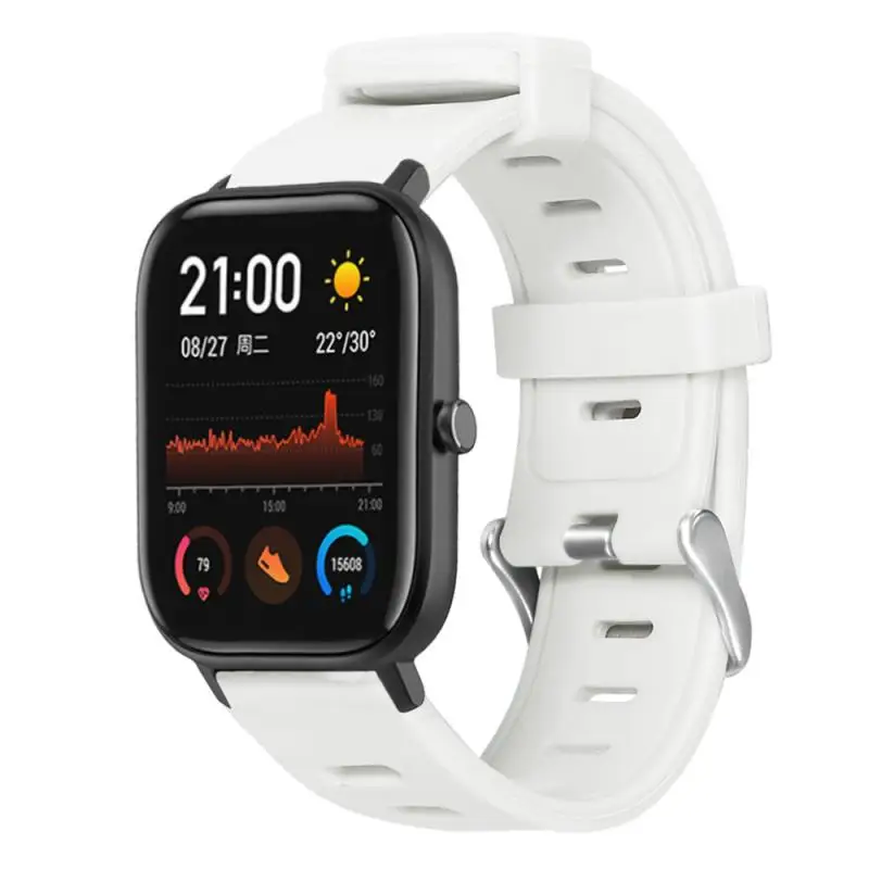Смарт-ремешок для Huami Amazfit GTS 20 мм с плоской головкой, монохромный Мягкий Силиконовый Модный ремешок, браслет, аксессуары