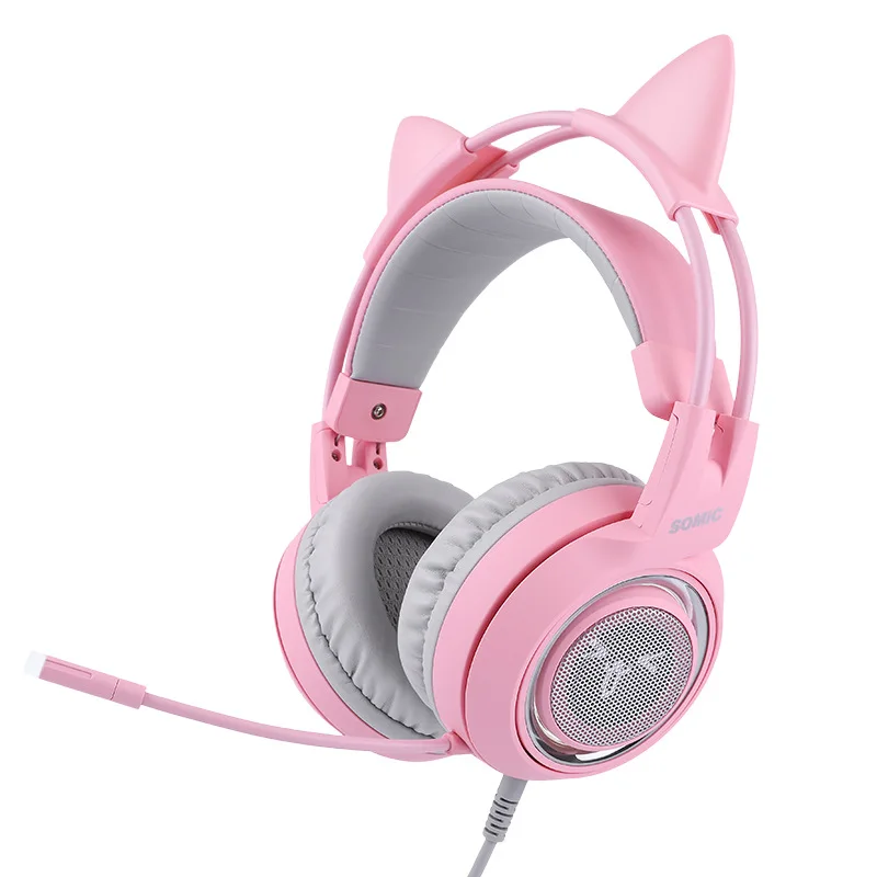 Somic игровая гарнитура с микрофоном G951S кошка розовый головной набор видео геймер 3