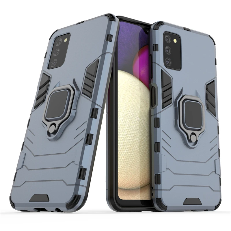Funda a prueba de golpes para Samsung Galaxy A03S, carcasa con soporte de Anillo para el dedo, carcasa con soporte para Galaxy A03S-5