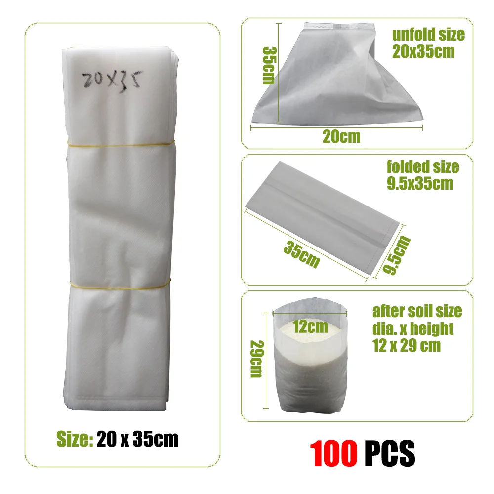 MUCIAKIE – sacs de pépinière en tissu Non tissé, 100 pièces, épais, biodégradables, pour culture, jardin, plantation, arbres