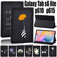 for samsung galaxy tab s6 lite p610p615 10 4 inch black printed pu leather tablet stand cover case free stylus