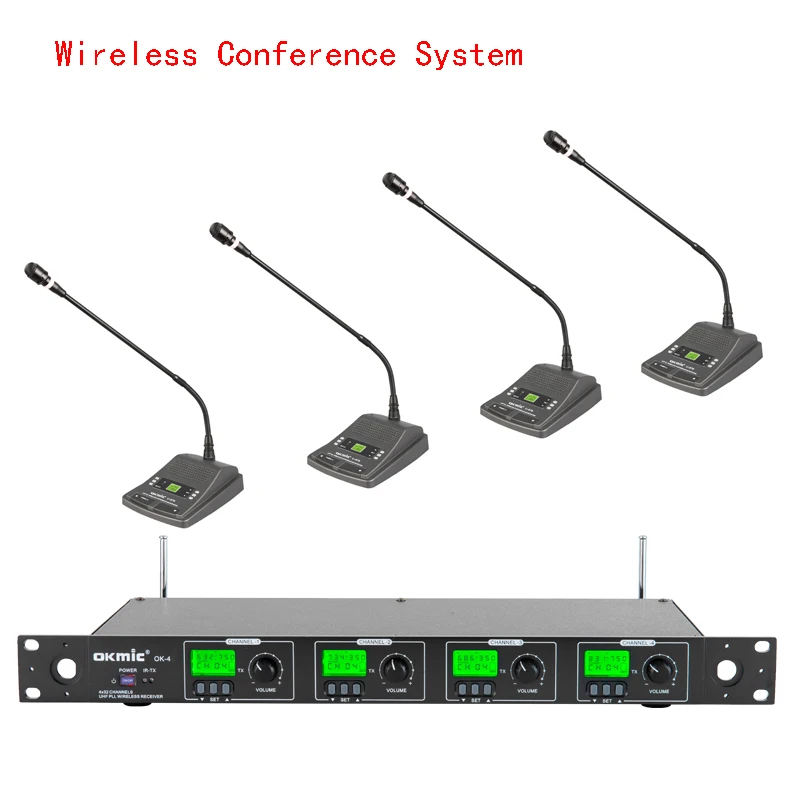 OKMIC OK-4/978 Профессиональная UHF Беспроводная система для конференц-связи 4-канальная