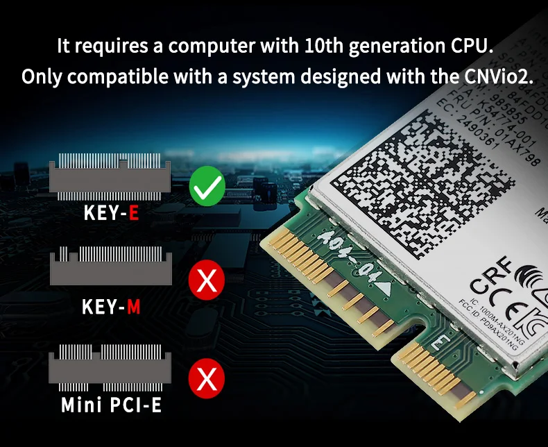 Wi-Fi6 Intel AX201 M.2 Key E CNVio2 Wi-Fi карта двухдиапазонный 5 1 Мбит/с беспроводной Bluetooth 2 4 802
