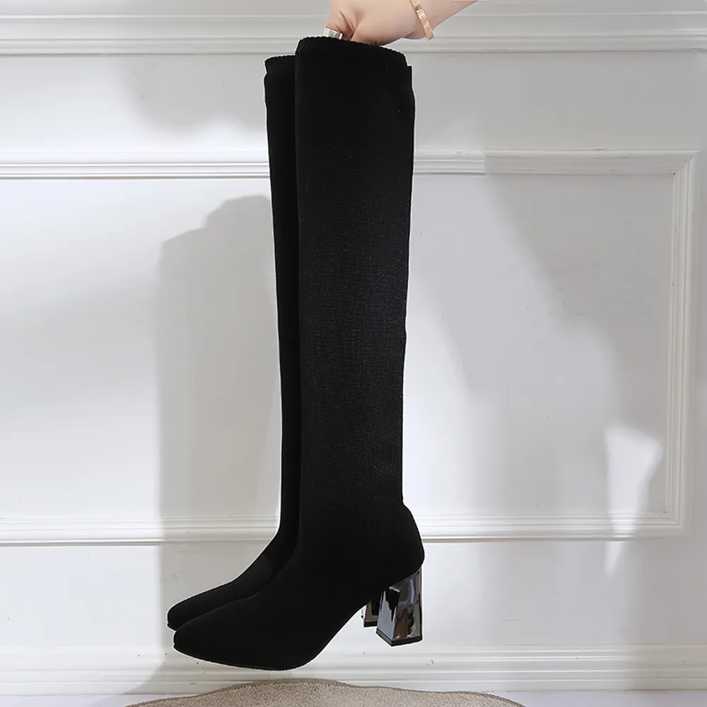 2019 сохраняющие тепло эластичные носки Длинные сапоги пикантные Сапоги выше