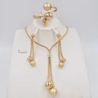 Комплект женских ювелирных украшений, колье, серьги, кольцо, золотые бусины