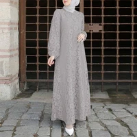 zanzea women o neck long sleeve sundess fashion muslim kaftan lace floral maxi dress abaya morocco long maxi dress casual robe