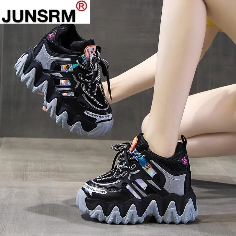 

Women's Chunky Sneakers Thick Bottom Platform Vulcanize Shoes Fashion Breathable Casual Running Shoe for Woman Female 2021