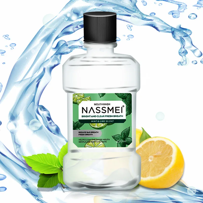 

Rinse MouthWash Bright and Clear Fresh Breath Remove Bad Breath Teeth Stains Lime Mint Toothpaste Teeth Whitening 250ml