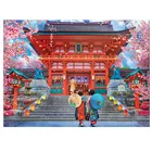 Картина с изображением японского храма сакуры, пейзаж из круглых страз, 5D Вышивка крестиком, картина с цветами, настенное украшение для дома