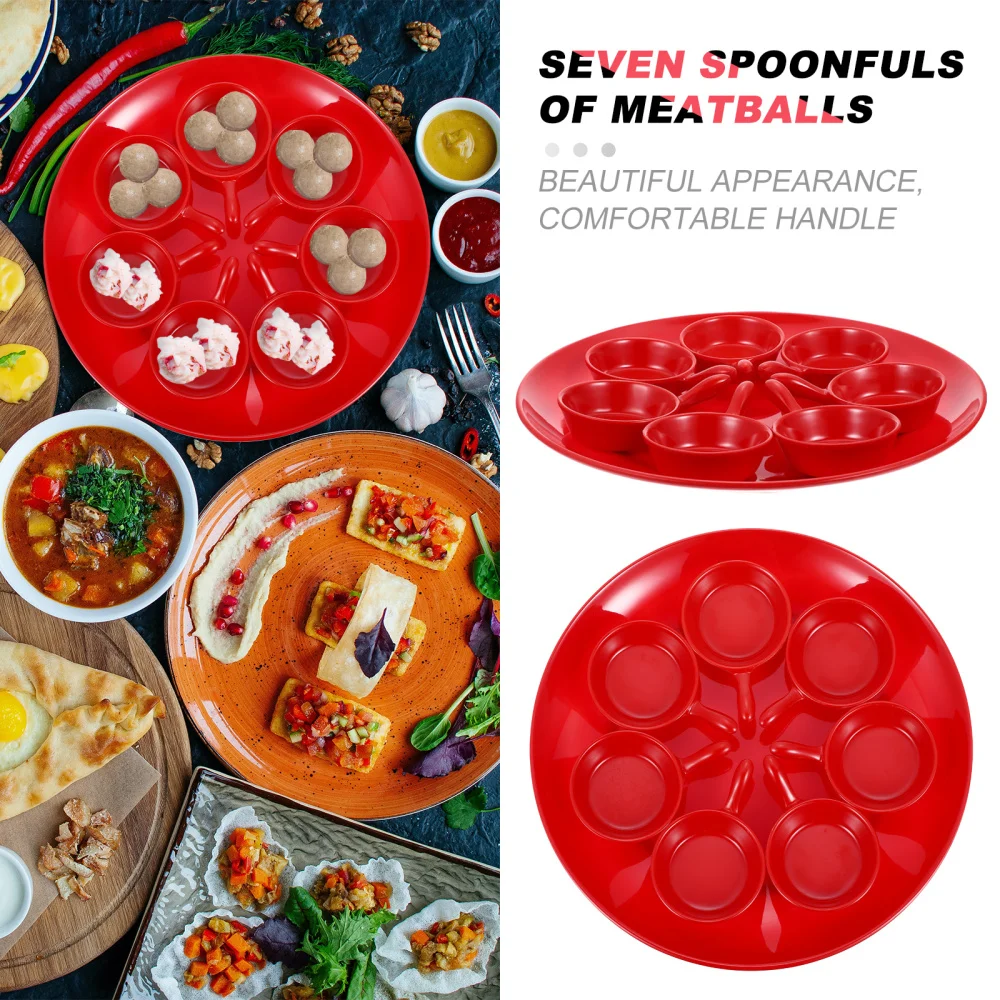 

1 Set of Simple Storage Plate Anti-crack Meat Spoons Caviar Plate (Red)