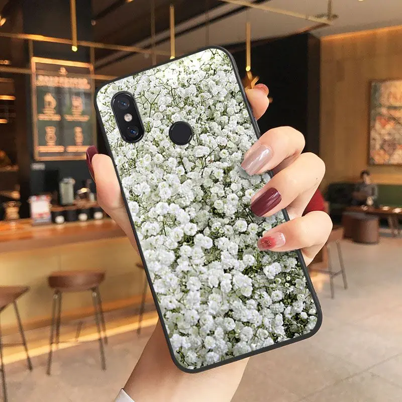 Beautiful Flower Gypsophila Back Phone Case For Xiaomi Mi 6 6plus 8 8SE 9 9SE 6X Note2 Note3 Coque Shell Cellphones