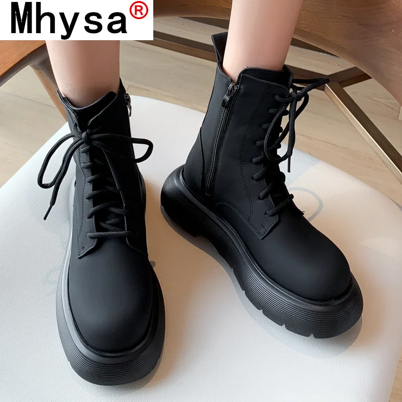 

Женские короткие ботинки на шнуровке, водонепроницаемые модные ботинки на толстом каблуке, Легкие уличные повседневные ботинки на платфор...