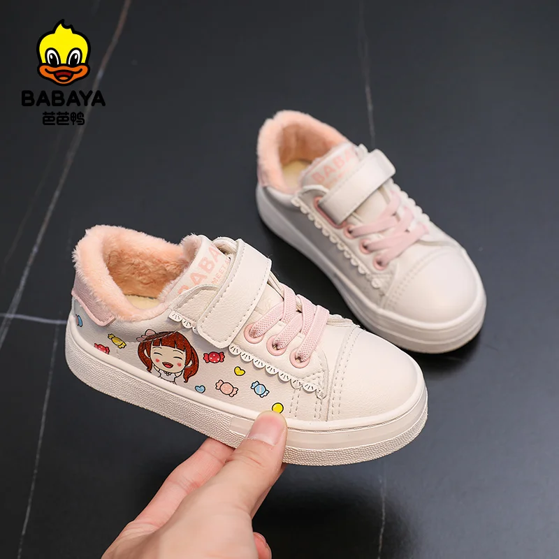 

Babaya Children Cotton Shoes Girls Warm Plus Velvet Winter Shoes 2021 New Girls Cartoon Casual Shoes Kids Shoes for Girl