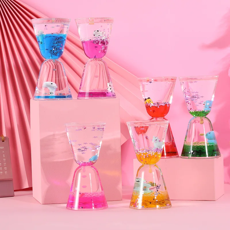 

Creative Star Sequin Cup Floating Oil Drop Hourglass Ornament Quicksand Timer Tanabata Valentine's Day Gift Home Ornament
