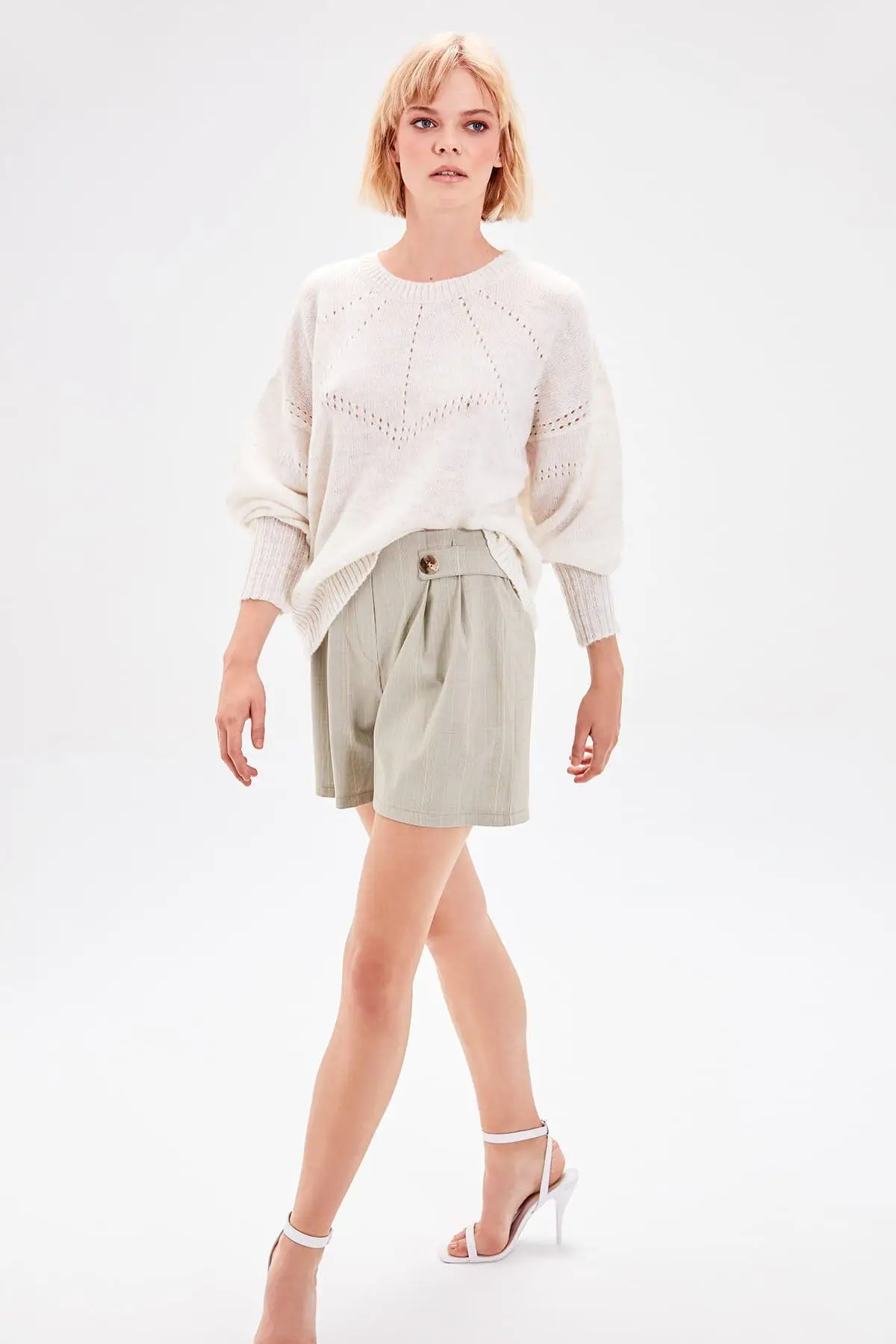 Trendyol Мятные клетчатые шорты TWOAW20SR0041