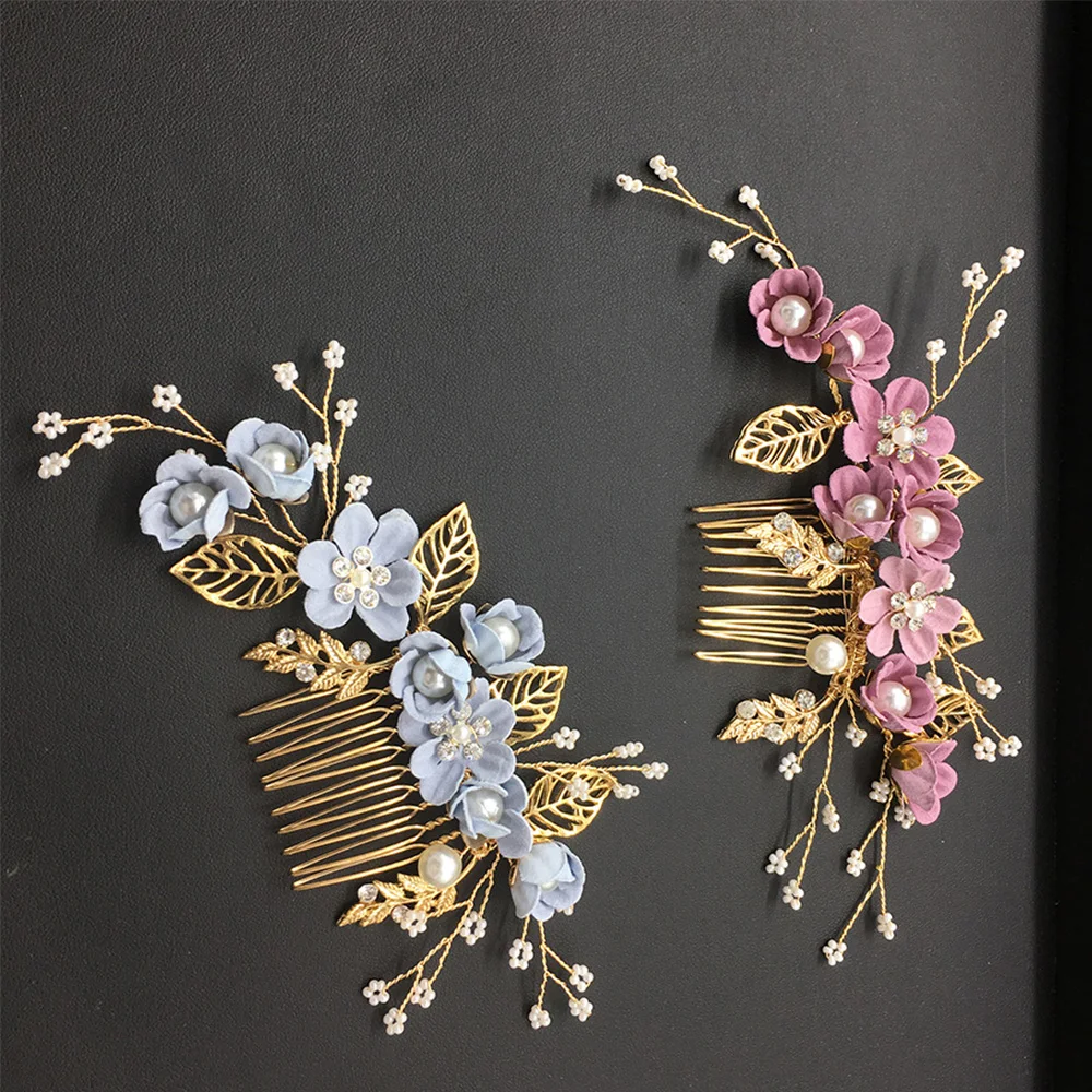 1 шт. гребень для волос с синими цветами |