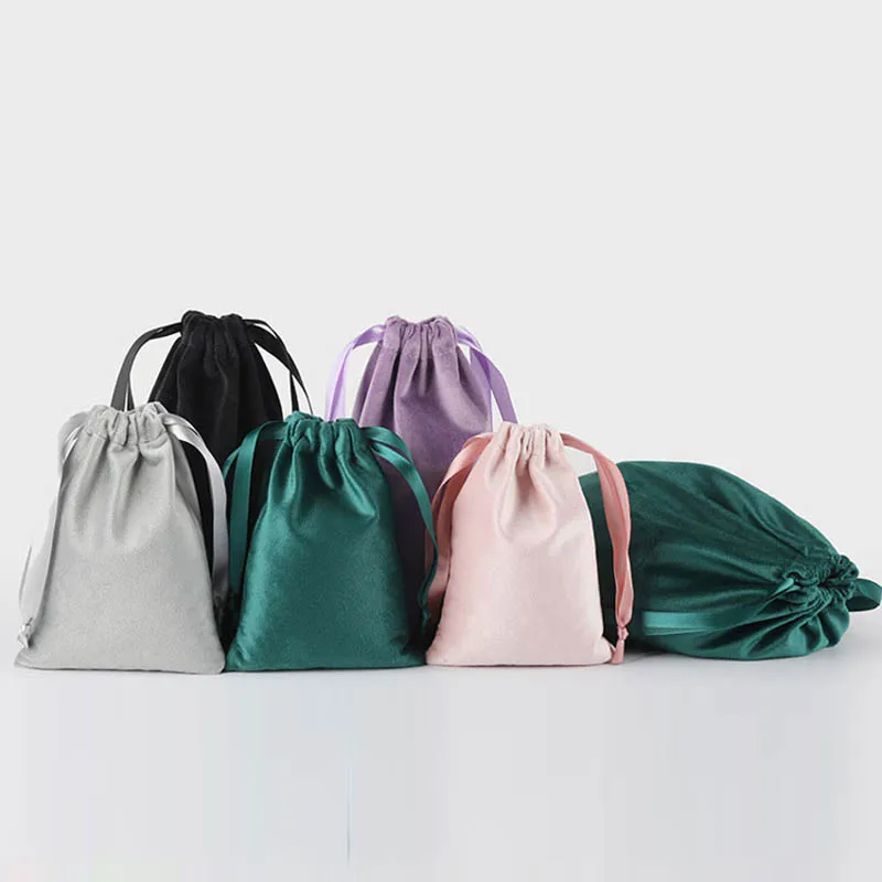 

10pcs Flannel Drawstring Gift Bags For Wedding Party Xmas Jewelry Rings Necklace Storage Polyester cotton blend Flannel Bag