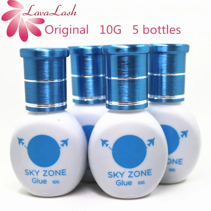 

5 bottles/lot Free Shipping Original Korea Sky Zone Glue For Eyelash Extensions 10ml Low irritation No smoke Eyelash glue tools