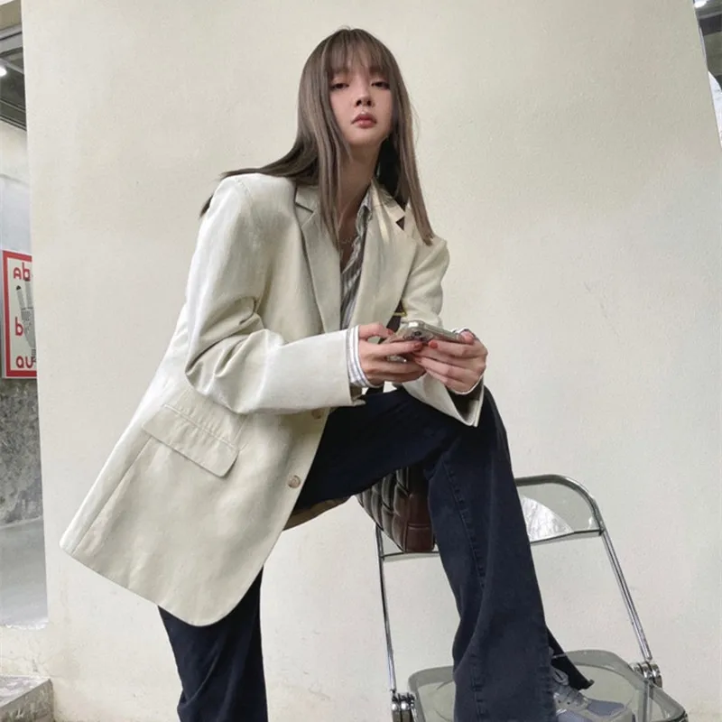 

Real shot 2021 autumn new loose casual suit jacket women