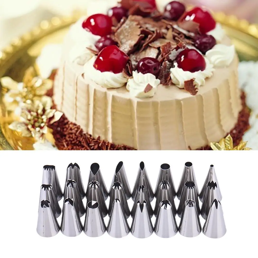 

24PCS 304 Stainless Steel Nozzle Home Pastry Cream Cake Pattern Making DIY Decorating Flowers Icing Piping Pastry Baking Tools