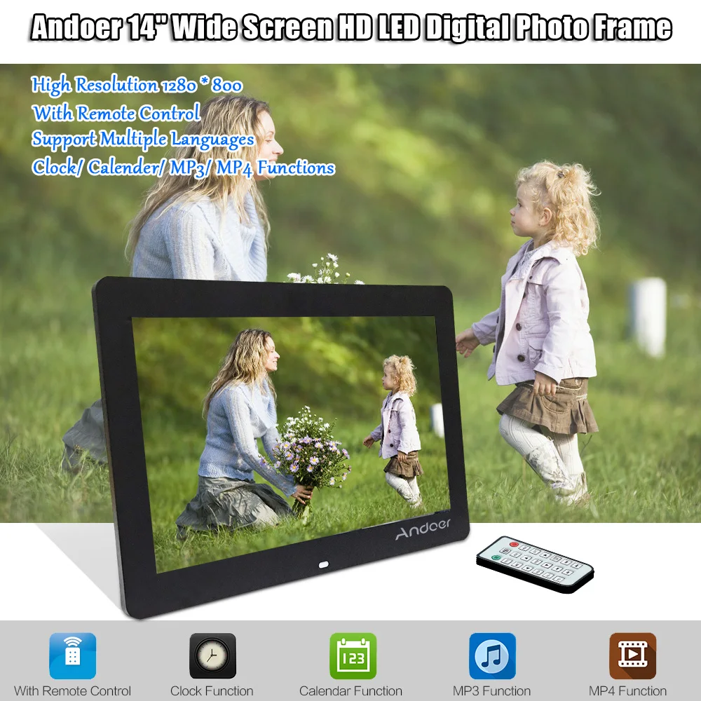 Andoer 14 &quotсветодиодный цифровой фоторамка с широким экраном Цифровая пультом