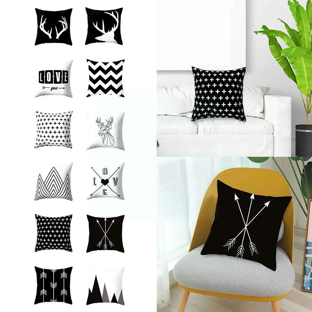 

2021 New Fashion Black Decorative Pillowcase Geometric Sofa Room Wholesal Room Throw Home Pillows Decor Cushion For Living F0Q1
