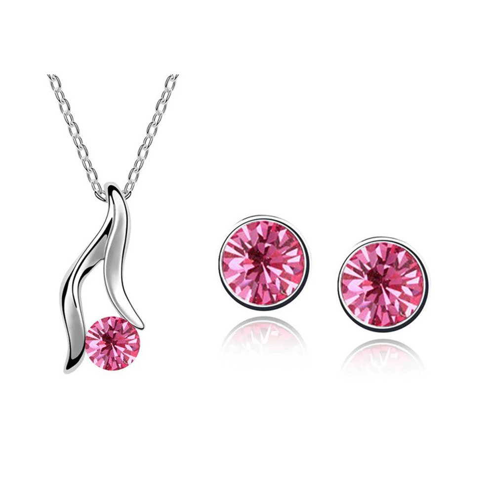 2022 акция Модные посеребренные ожерелья и серьги-гвоздики с австрийскими