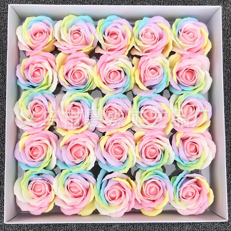 25 шт./компл. разноцветные мыльные розы в подарочной коробке искусственные цветы