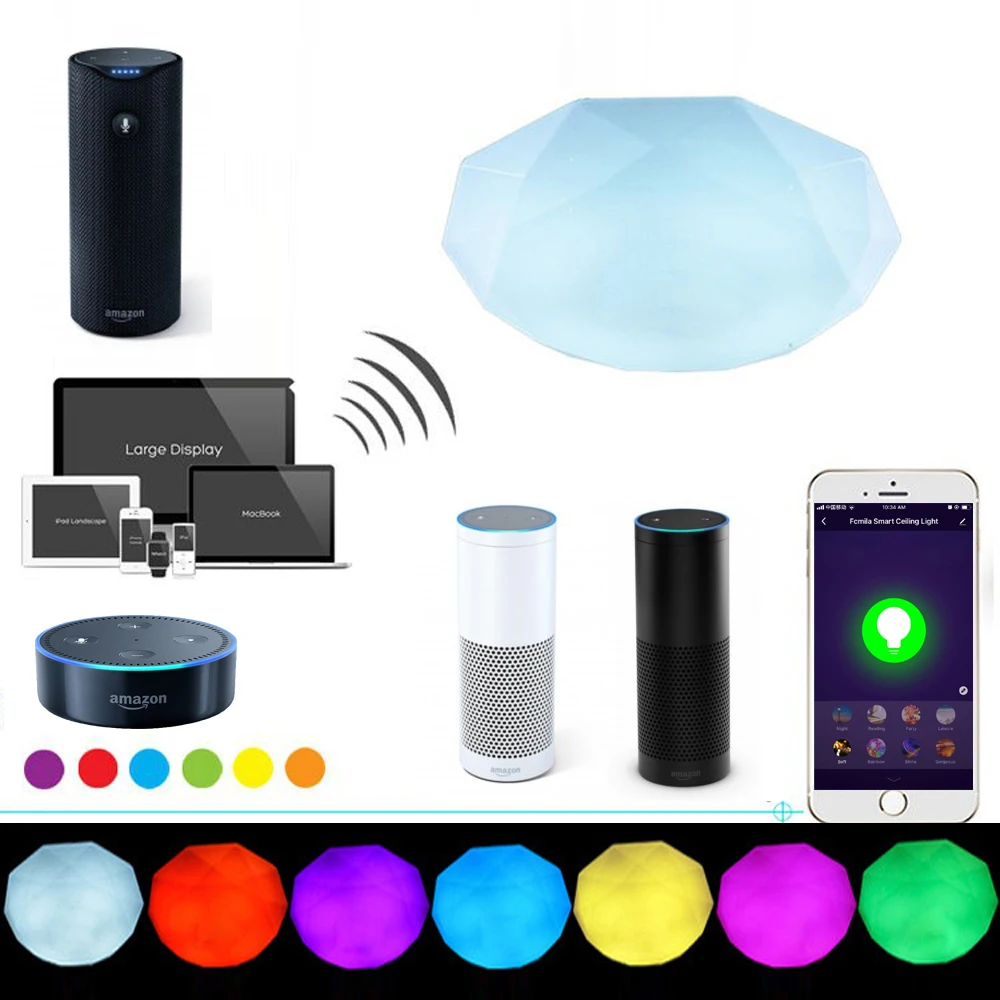 

Smart LED Ceiling Light WIFI Control Lights RGBCW 24W AC85V-265V Interior Ceiling Lamp Work With Alexa and Google Home