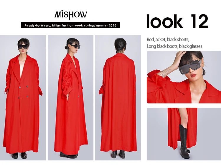MISHOW Milan Fashion Week весна/лето Женское пальто с отложным воротником и длинным рукавом Красная куртка Женское пальто Look-12