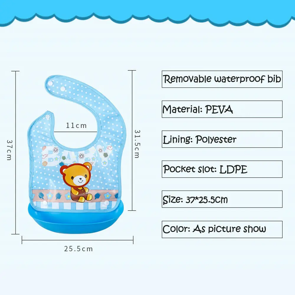 Детские Водонепроницаемые силиконовые нагрудники мультфильм Животные моющиеся