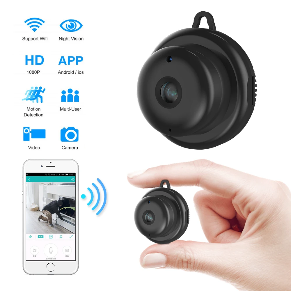 

V380 Mini Camera 1080P Home Camera Wifi Security Wireless IP CCTV Infrared Night Vision Motion Detection SD Card Slot Audio APP