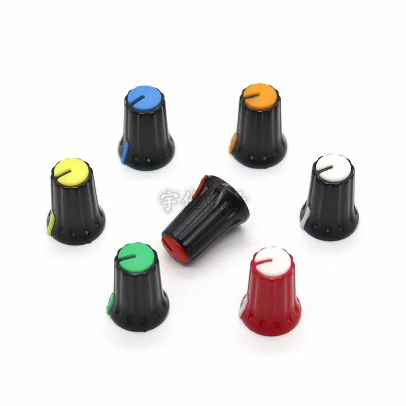 10-Piece Two-Color Plastic Knob Flower Shaft / D Flower Inner Hole 6mm Potentiometer Switch Adjustment Knob - 12 * 16.5mm image 4