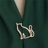 cute hollow small fat cat brooch for women personality cardigan shawl buckle decorative simple suit sweater pin ins