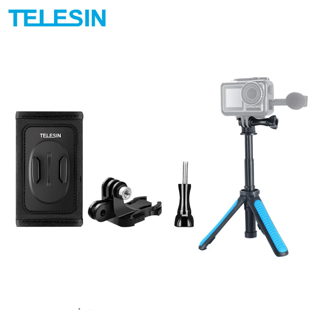 

Мини селфи-палка TELESIN, штатив, рюкзак, ремень, крепление J-Hook для GoPro Hero 10, 9, 8, 7, 6, 5, аксессуары для экшн-камеры Insta360 Osmo