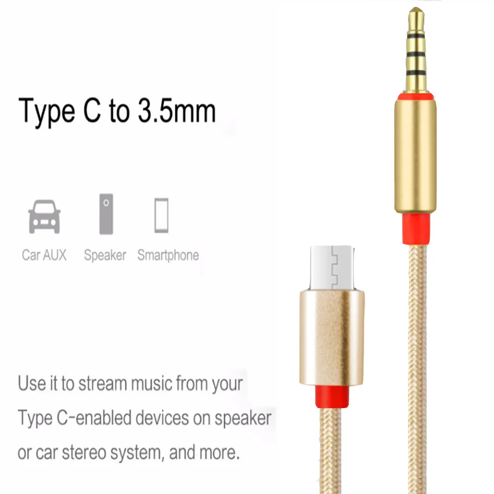 

Jack AUX Cable Type-C Audio USB Type C to 3.5 MM for Car Speaker Headphone Auxiliary Adapter
