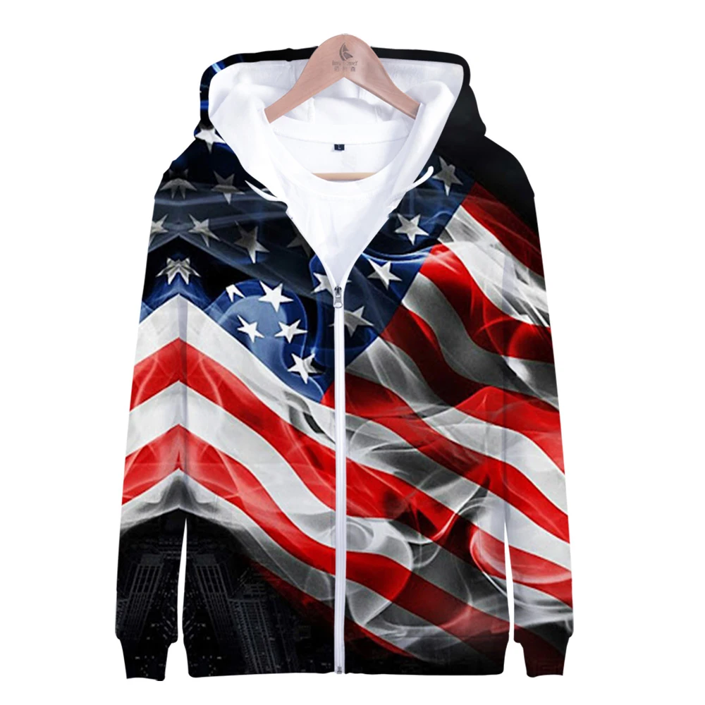 Independence Day Zipper Hoodies Men New Fashion Fourth of July Hoodie Sweatshirts 3D Hooded Casual Tops | Мужская одежда