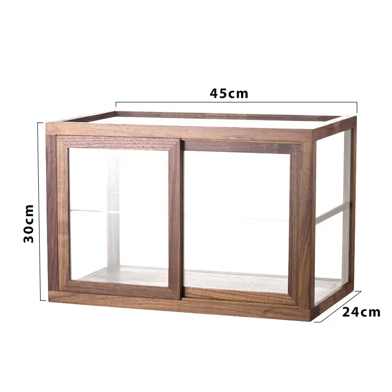 

Black Walnut Glass Reception Cabinet Solid Wood Frame Exhibition Cabinet Japanese Household Collection Teaware Crafts Collection