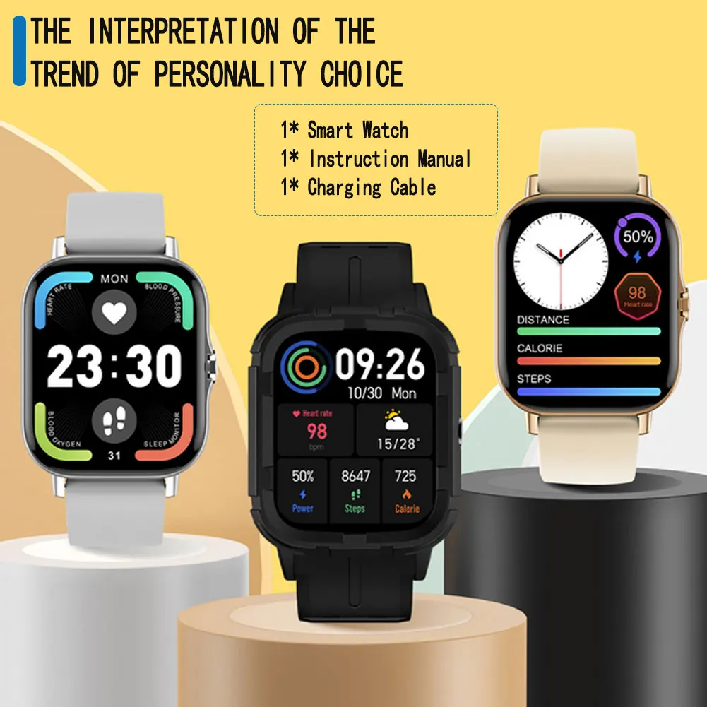 

Smart Watch 1.78inch IP68 Waterproof Full Touch Screen Bluetooth Activity Trackers Bracelet With Call Notification Extra Strap