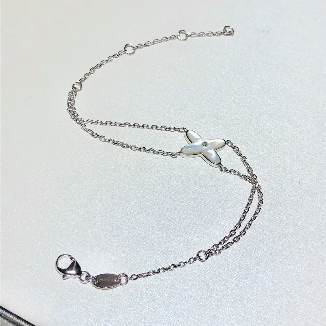 High Quality Brand Jewelry Classic White Shell Stone Bracelet S925 Sterling Silver Cross Bracelets For Women(DJ1322) | Украшения и