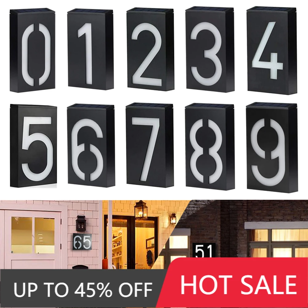 

LED Solar Light,Garden Numbers Address Sign LED Illuminated Outdoor Plaques Bright Door Decoration Digital Pattern Gate Listing