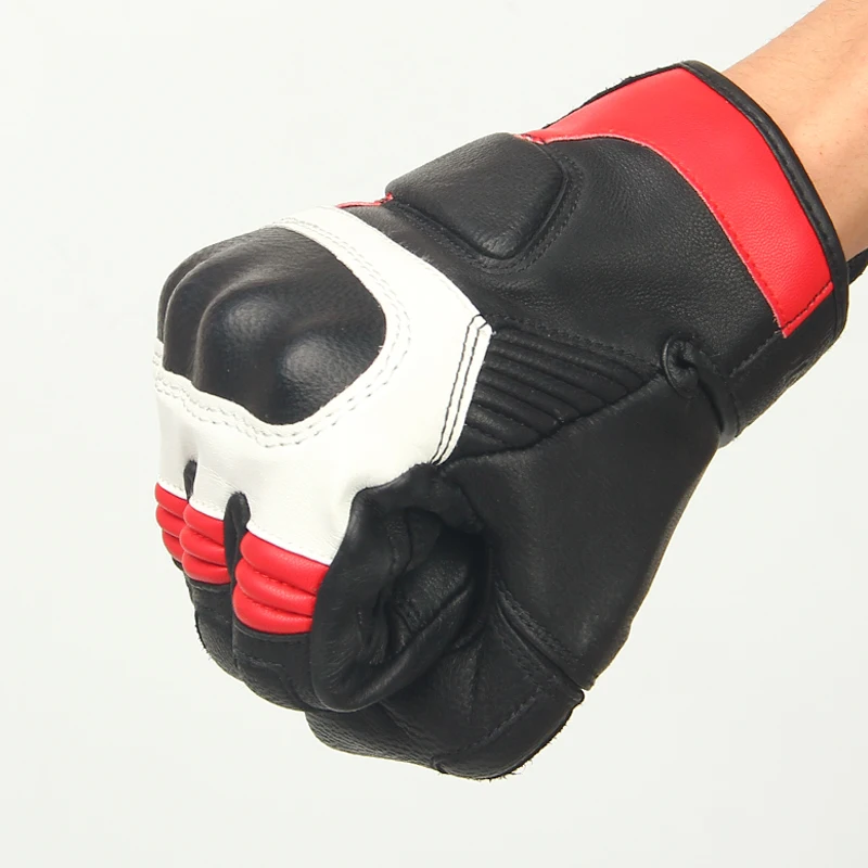 구매 고품질 터치 스크린 레이싱 전체 손가락 전술 가죽 오토바이 장갑, 케블라 소재 보호 오토바이 장갑