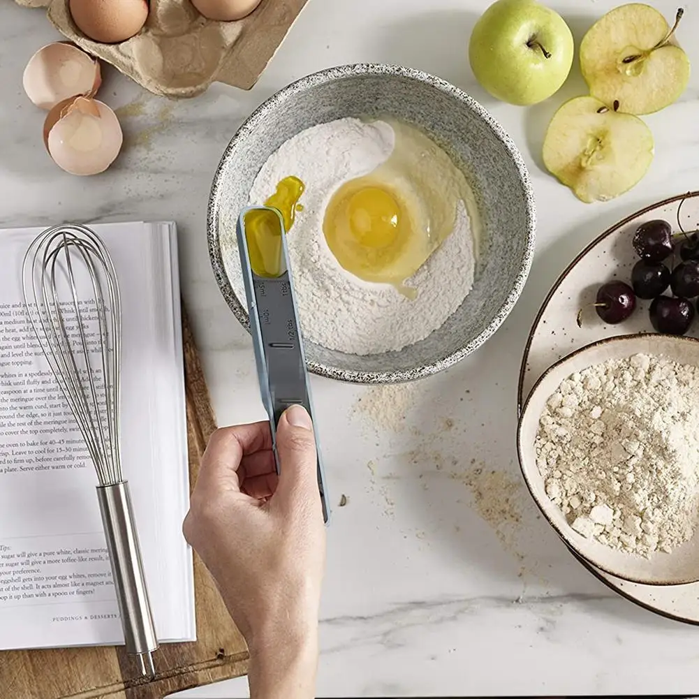 

New 12-Level Adjustable Scale PP Measuring Spoon Salt Sugar Control Measuring Tool Convenient Baking Tool Kitchen Accessories