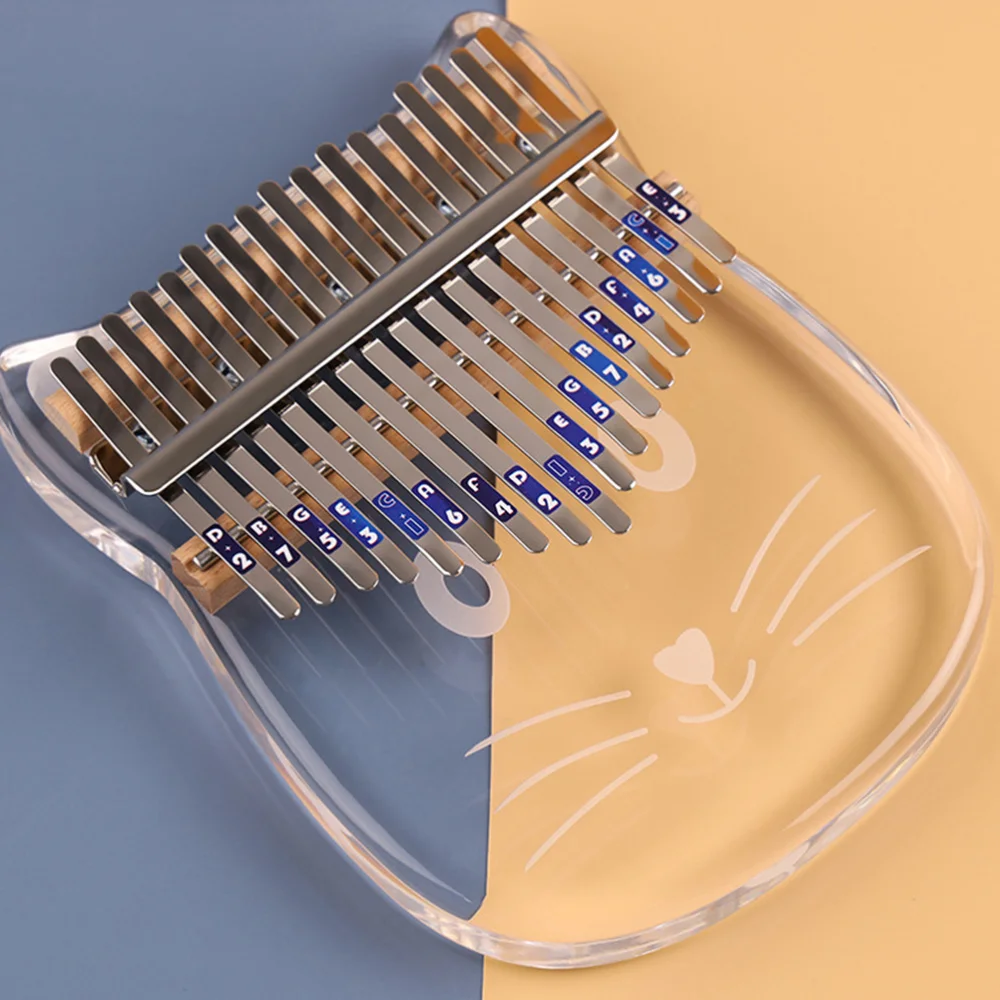 

Cat Shape Acrylic Kalimba 17 Keys Crystal Thumb Piano for Kids Beginners