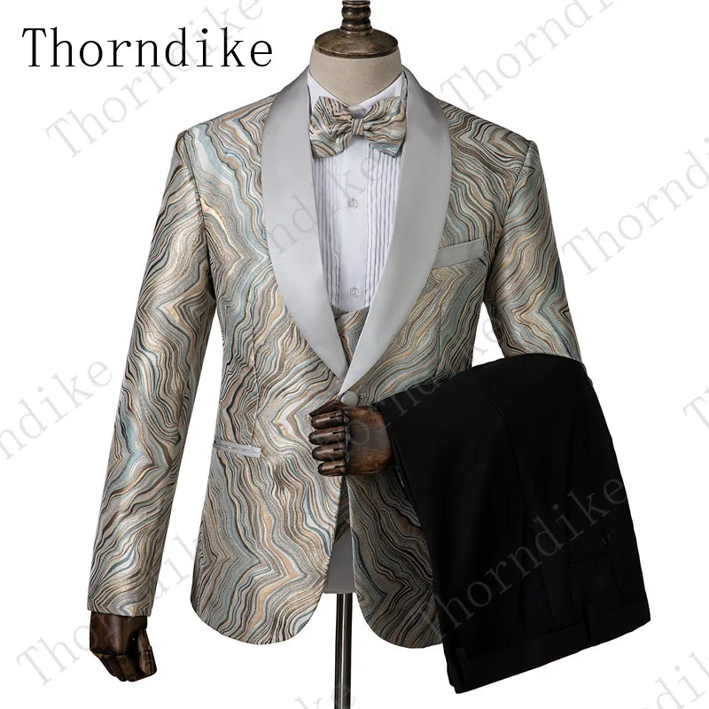 suit 8 Thorndike последний дизайн черный цветочный мужской костюм Модный узор приталенные Смокинги Костюмы из 3 предметов под заказ стиль смокинг Masculino - Цвет: suit 8