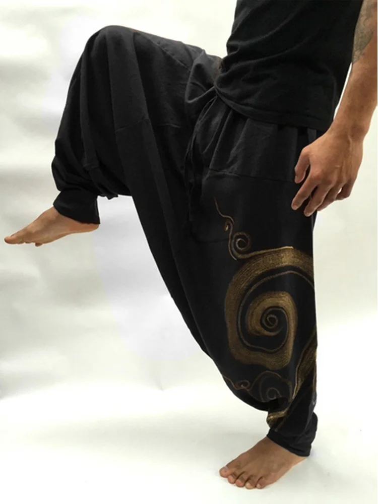 Men's Casual Elastic Waist Baggy Hippie Yoga Harem Pants Men Boho Gypsy Aladdin Alibaba | Мужская одежда